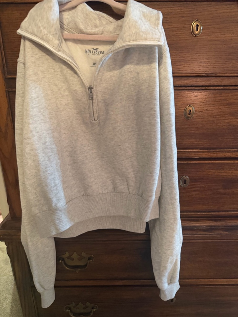 Hollister Light Gray Half-Zip Pullover